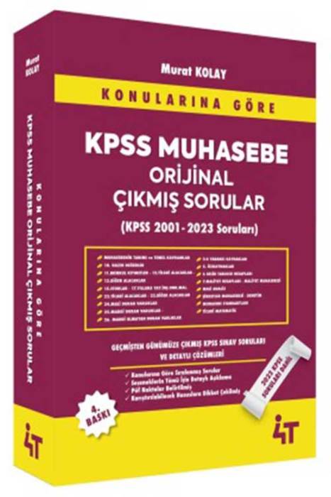 KPSS A Grubu Muhasebe Orijinal Çıkmış Sorular Konularına Göre 4. Baskı 4T Yayınları