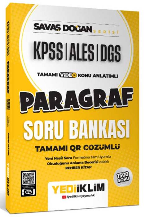 KPSS ALES DGS Savaş Doğan Serisi Paragraf Tamamı Video Konu Anlatımlı ve Tamamı QR Çözümlü Soru Bankası Yediiklim Yayınları