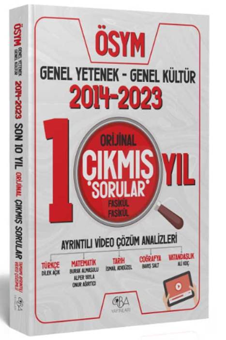 KPSS Genel Yetenek Genel Kültür Orijinal Son 10 Yıl Çıkmış Sorular 2014-2023 Video Çözümlü CBA Yayınları