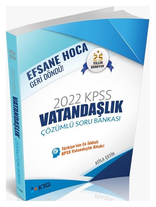 KTG 2022 KPSS Vatandaşlık Soru Bankası Çözümlü KTG Yayınları