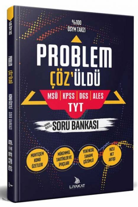 Liyakat KPSS DGS ALES MSÜ TYT Problem Çözüldü Problemler Soru Bankası Liyakat Yayınları