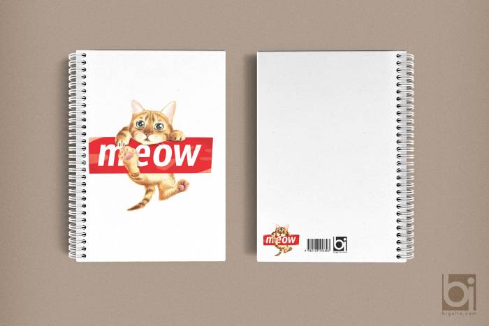 Meow Kedi A5 Çizgisiz 72 Yaprak Spiralli Defter Bigelio