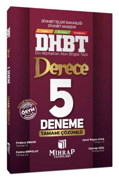 Mihrap DHBT Derece 5 Deneme Çözümlü Mihrap Yayınları