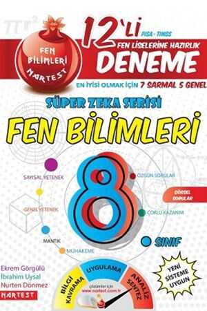 Nartest 8. Sınıf Süper Zeka Fen Bilimleri 12 Deneme Nartest Yayınları