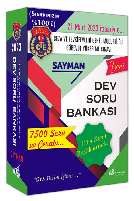 2023 T.C.Adalet Bakanlığı Ceza ve Tevkifevleri Genel Müdürlüğü GYS Sayman Dev Soru Bankası Next Kariyer Yayınları