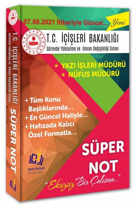 Next Kariyer 2021 GÜNCEL T.C. İçişleri Bakanlığı Görevde Yükselme Yazı İşleri Müdürlüğü Nüfus Müdürü Süper Not