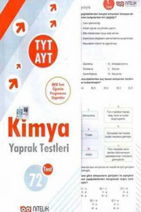 Nitelik TYT AYT Kimya Yaprak Testleri Nitelik Yayınları