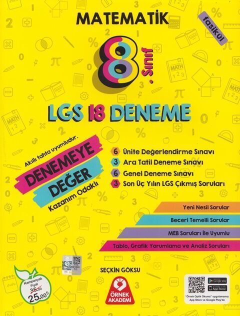 Örnek Akademi 8. Sınıf LGS Matematik Denemeye Değer 18 Deneme Örnek Akademi Yayınları