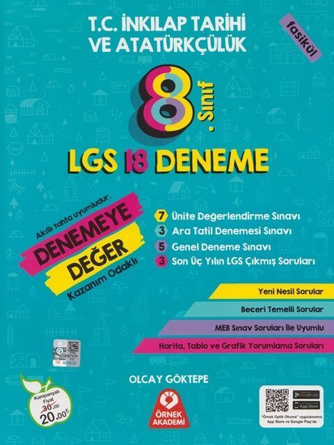 Örnek Akademi 8. Sınıf LGS T.C İnkılap Tarihi ve Atatürkçülük Denemeye Değer 18 Deneme Örnek Akademi Yayınları