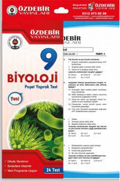 Özdebir 9, Sınıf Biyoloji Yaprak Test Özdebir Yayınları