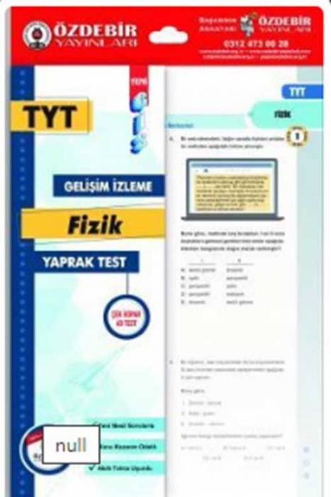 Özdebir YKS TYT Fizik Yaprak Test Özdebir Yayınları