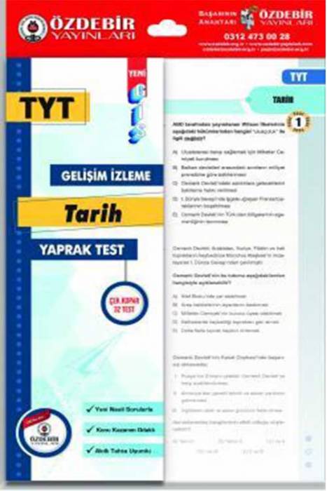 Özdebir YKS TYT Tarih Yaprak Test Özdebir Yayınları