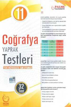 Palme 11. Sınıf Coğrafya Yaprak Testleri Palme Yayınevi