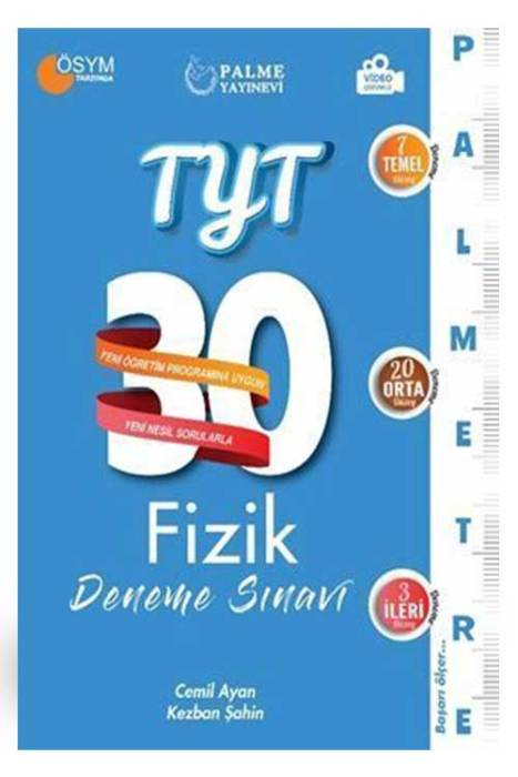 Palme YKS TYT Fizik Palmetre 30 Deneme Sınavı Video Çözümlü Palme Yayınları