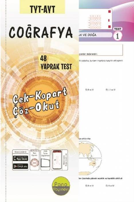 Pano TYT AYT Coğrafya Yaprak Testleri Çek Kopart 48 Adet Pano Yayınları