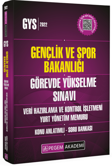 Pegem 2022 GYS Gençlik ve Spor Bakanlığı VHKİ, Yurt Yönetim Memuru Konu Anlatımlı Soru Bankası Görevde Yükselme Pegem Akademi Yayınları