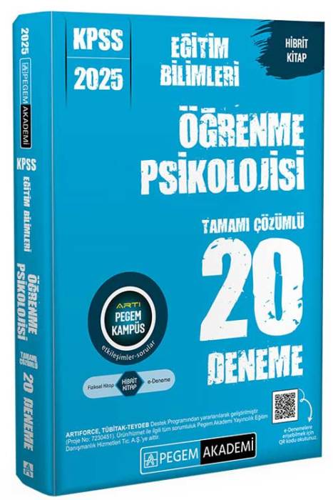 2025 KPSS Eğitim Bilimleri Öğrenme Psikolojisi Tamamı Çözümlü 20 Deneme Pegem Akademi Yayınları