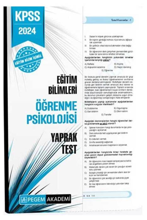 2024 KPSS Eğitim Bilimleri Öğrenme Psikolojisi Yaprak Test Pegem Akademi Yayınları