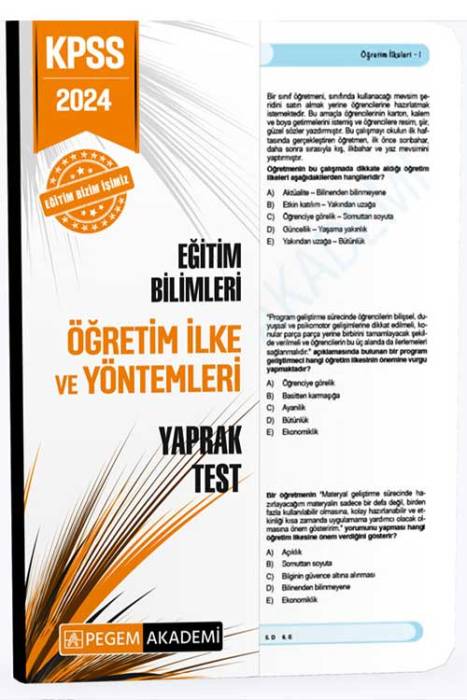 2024 KPSS Eğitim Bilimleri Öğretim İlke ve Yöntemleri Yaprak Test Pegem Akademi Yayınları