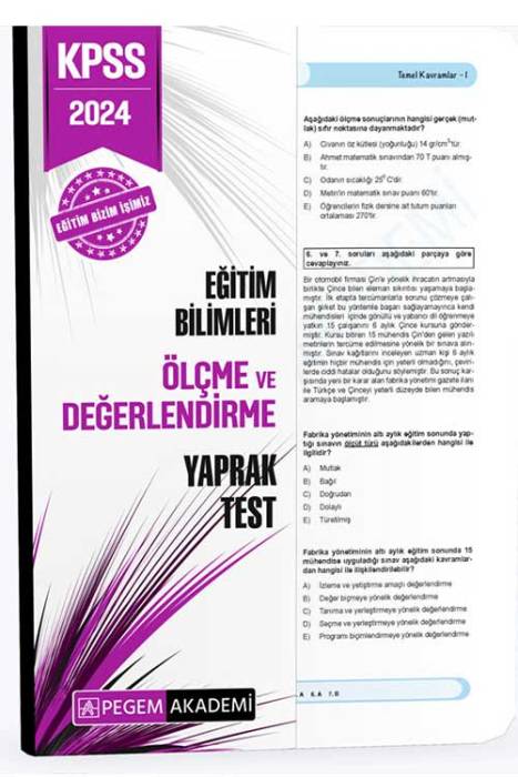 2024 KPSS Eğitim Bilimleri Ölçme ve Değerlendirme Yaprak Test Pegem Akademi Yayınları