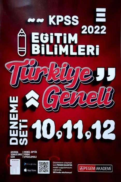 Pegem 2022 KPSS Eğitim Bilimleri Türkiye Geneli 3 Deneme (10-11-12)