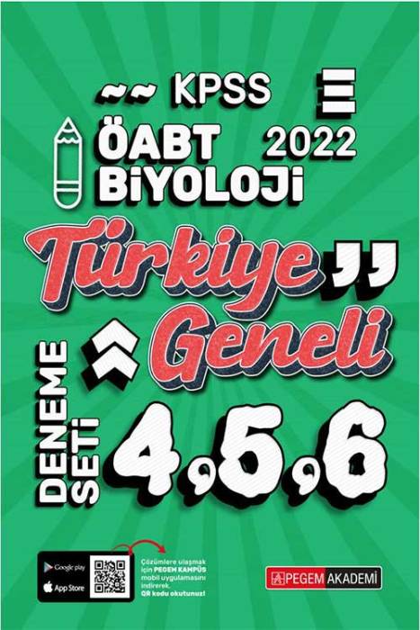 Pegem 2022 ÖABT Biyoloji Öğretmenliği Türkiye Geneli 3 Deneme (4-5-6) Pegem Akademi Yayınları