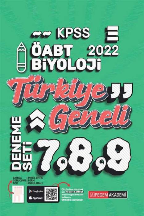 Pegem 2022 ÖABT Biyoloji Öğretmenliği Türkiye Geneli 3 Deneme (7-8-9) Pegem Akademi Yayınları