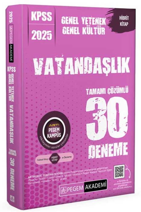 2025 KPSS Genel Yetenek Genel Kültür Vatandaşlık Tamamı Çözümlü 30 Deneme Pegem Akademi Yayınları