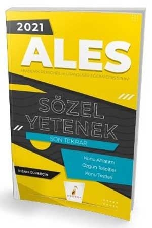 Pelikan 2021 ALES Sözel Yetenek Son Tekrar Konu Anlatımı Pelikan Yayınevi