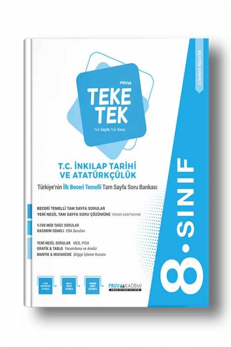 Pruva 8. Sınıf LGS Teke Tek TC İnkılap Tarihi ve Atatürkçülük Soru Bankası Pruva Akademi Yayınları