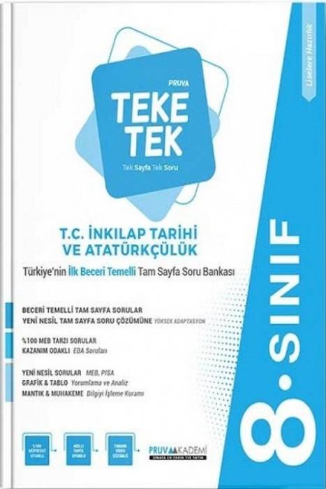 Pruva 8. Sınıf T.C. İnkılap Tarihi ve Atatürkçülük Teke Tek Soru Bankası Pruva Akademi Yayınları