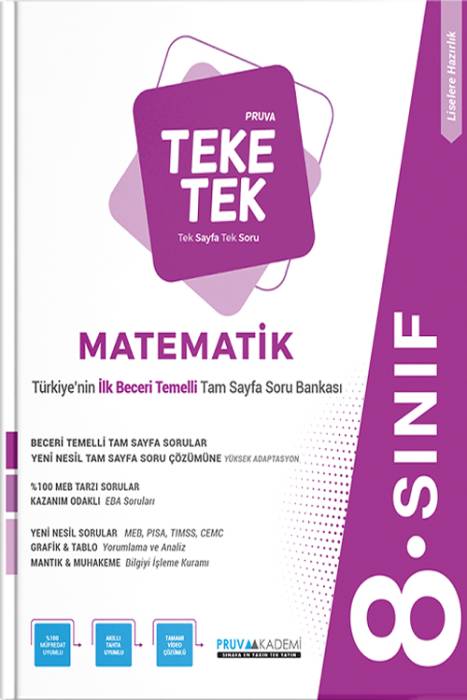 Pruva 8.Sınıf Matematik Pruva Teke Tek Pruva Akademi Yayınları