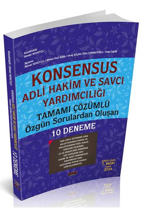 2024 KONSENSUS Hakim ve Savcı Yardımcılığı 10 Deneme Savaş Yayınları