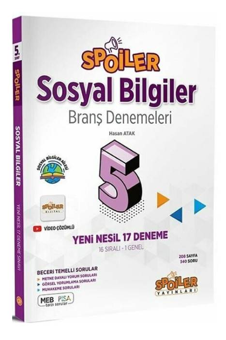 Spoiler 5.Sınıf Sosyal Bilgiler Branş Denemeleri Spoiler Yayınları