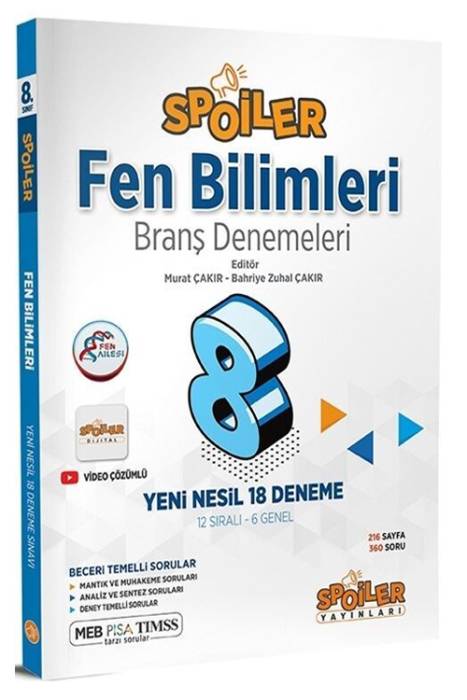 Spoiler 8. Sınıf Fen Bilimleri Spoiler 18 Deneme Spoiler Yayınları