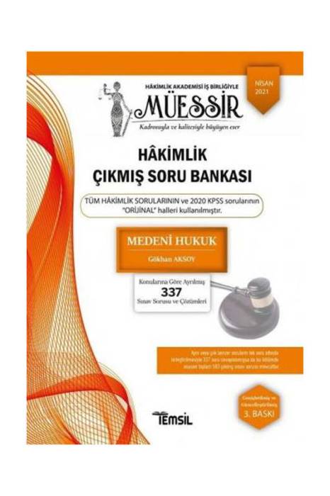 Temsil Kitap MÜESSİR Adli İdari Hakimlik Medeni Hukuk Çıkmış Soru Bankası Çözümlü Temsil Kitap Yayınları