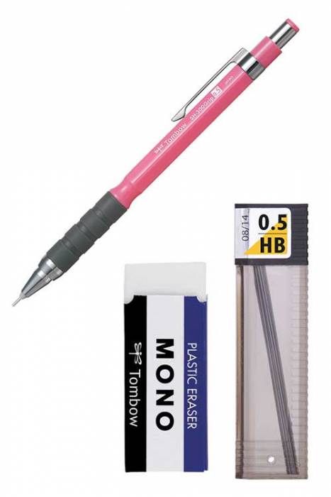 Tombow SH-300 Grip 0.5 Pembe Versatil Kalem Plastik Kutulu Okul Seti