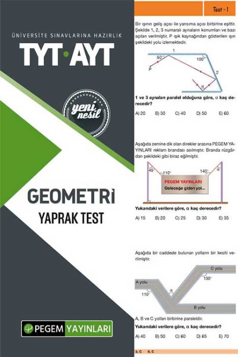 TYT-AYT Geometri Yaprak Test Pegem Akademi Yayınları