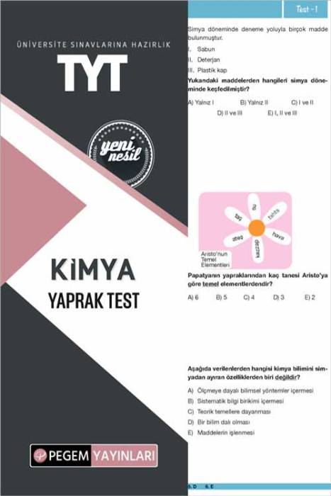 TYT Kimya Yaprak Test Pegem Akademi Yayınları