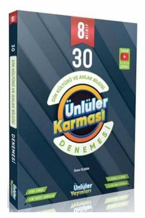 Ünlüler Karması 8. Sınıf Din Kültürü ve Ahlak Bilgisi 30 Branş Deneme Ünlüler Yayınları