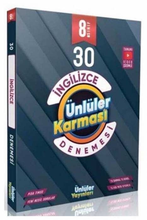 Ünlüler Karması 8. Sınıf İngilizce 30 Deneme Ünlüler Yayınları