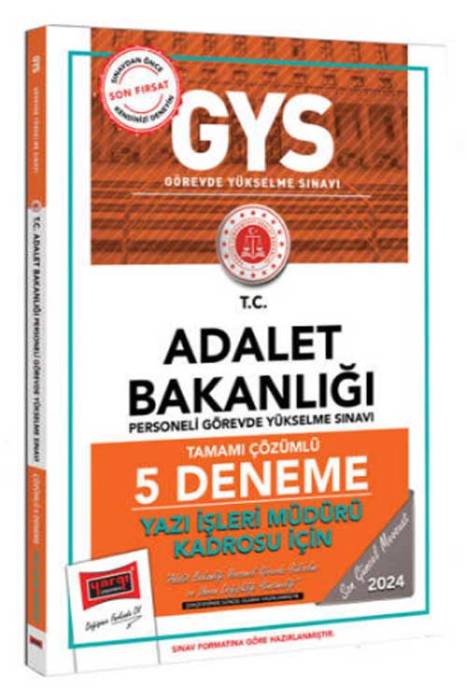 2024 GYS Adalet Bakanlığı Yazı İşleri Müdürü Kadrosu İçin Tamamı Çözümlü 5 Deneme Yargı Yayınları