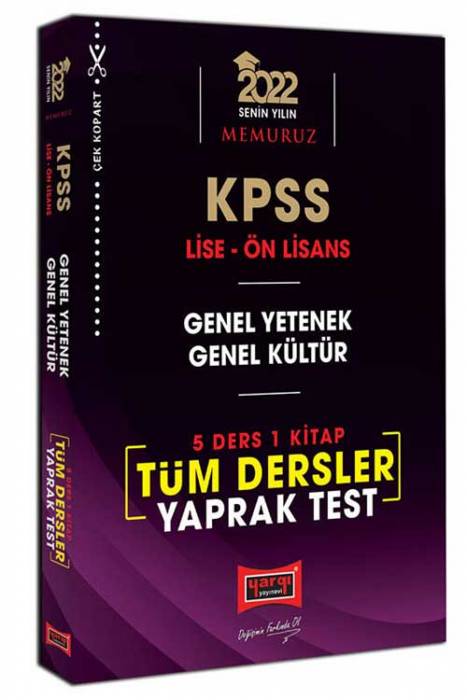 Yargı 2022 KPSS Lise Ön Lisans GY GK 5 Ders 1 Kitap Tüm Dersler Yaprak Test