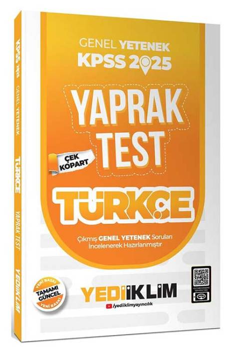 2025 KPSS Genel Yetenek Türkçe Çek Kopart Yaprak Test Yediiklim Yayınları