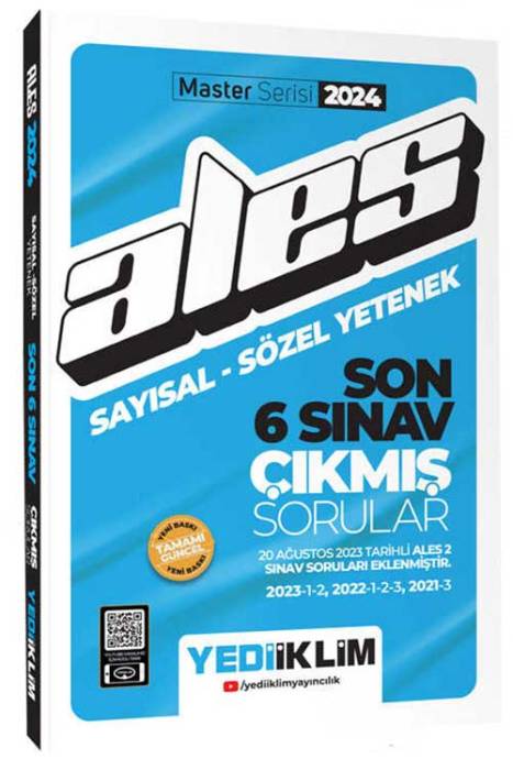 2024 ALES Sayısal - Sözel Yetenek Son 6 Sınav Çıkmış Sorular Yediiklim Yayınları