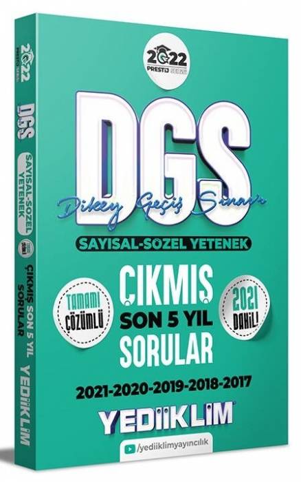 Yediiklim 2022 DGS Prestij Sayısal Sözel Yetenek Son 5 Yıl Çözümlü Çıkmış Sorular Yediiklim Yayınları