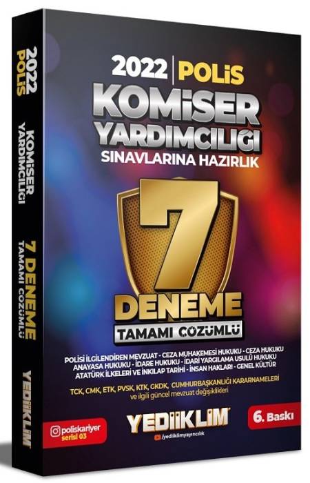 Yediiklim 2022 Komiser Yardımcılığı 7 Deneme Çözümlü 5. Baskı Yediiklim Yayınları