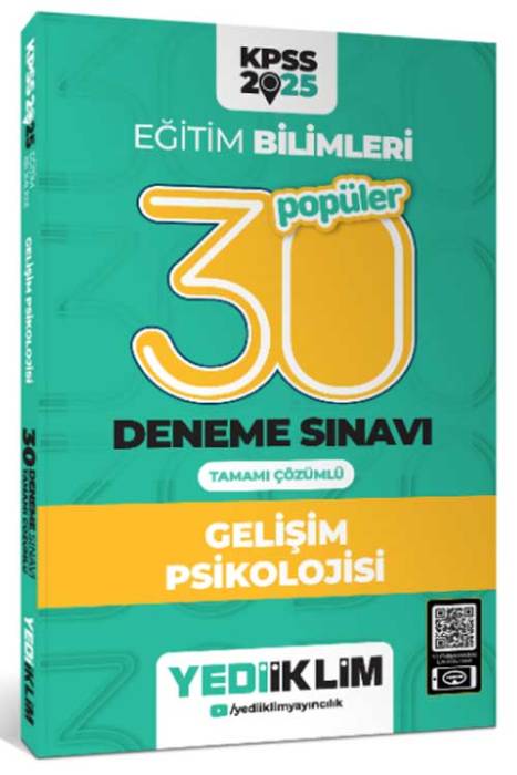 2025 Eğitim Bilimleri Gelişim Psikolojisi Popüler Tamamı Çözümlü 30 Deneme Yediiklim Yayınları