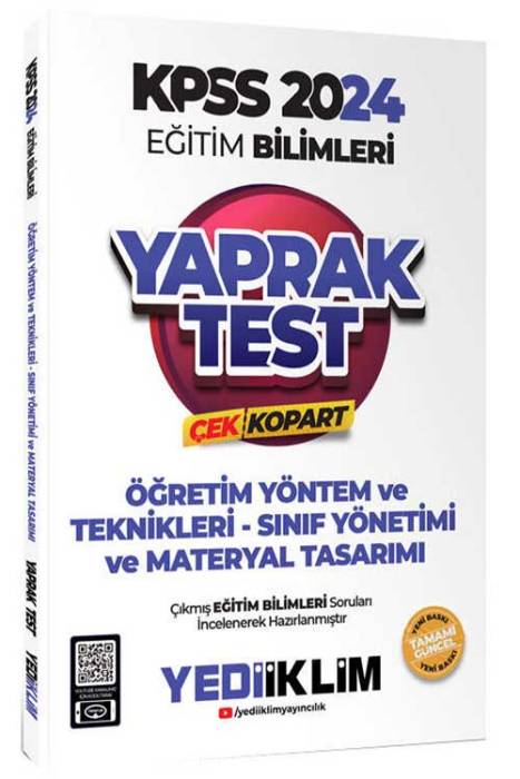 2024 KPSS Eğitim Bilimleri Öğretim Yöntem ve Teknikleri Çek Kopart Yaprak Test Yediiklim Yayınları