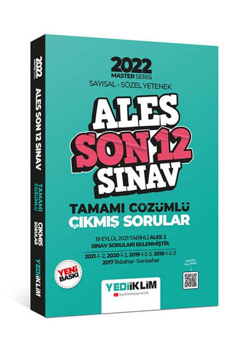 Yediiklim 2022 Master Serisi ALES Sayısal- Sözel Yetenek Son 12 Sınav Tamamı Çözümlü Çıkmış Sorular Yediiklim Yayınları